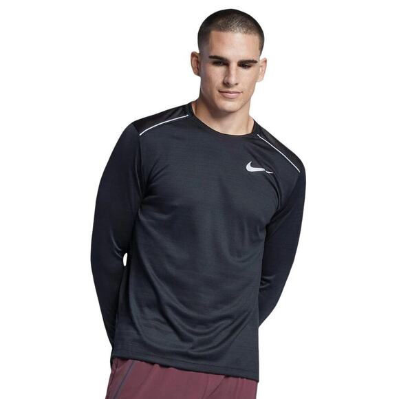 Nike Black Dri-Fit Miler Long Sleeve Crewneck Running Top Men’s Size XL - Picture 1 of 6